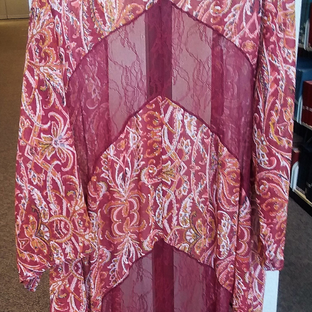 Xhilaration Duster fringed Kimono w/lace XL/XXL